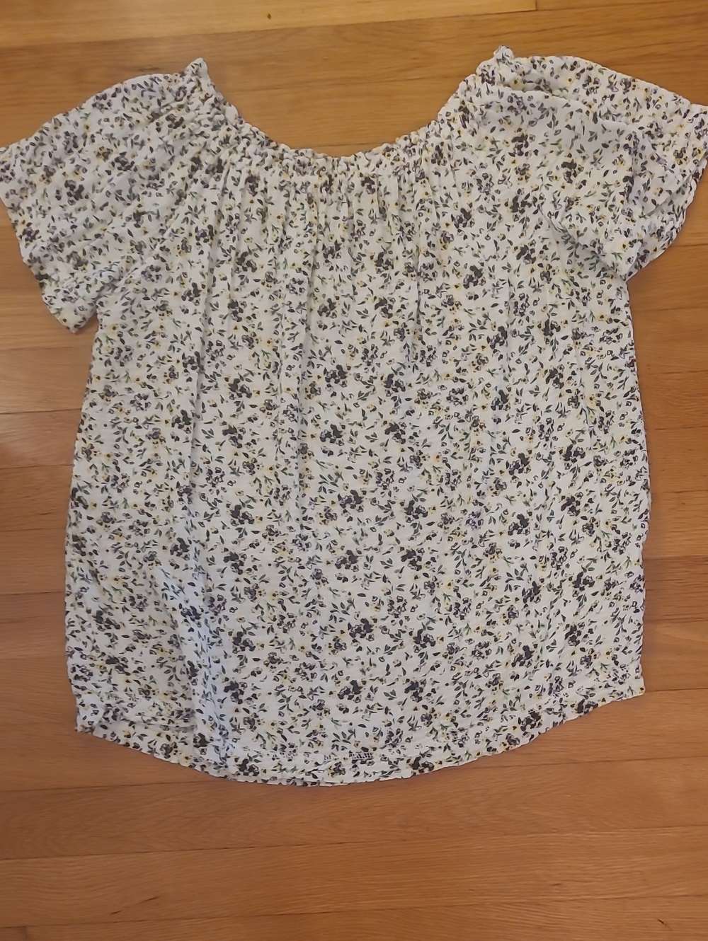 Red Haute White Off-Shoulder Blouse with Black & Yellow Floral Print